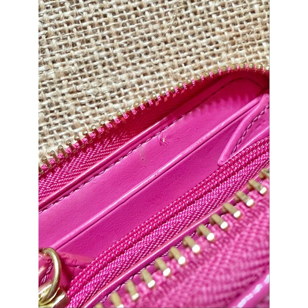 Coach Polka Dot Zip Around Accordion Wallet ID Card Case White Pink Patent Small - Picture 8 of 11